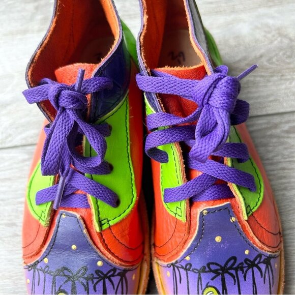 Soletech Hand Painted  Soft Leather Design Lace Up Shoes - Picture 11 of 14